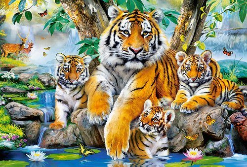 Pussel 1000 bitar Tigers by the Stream 