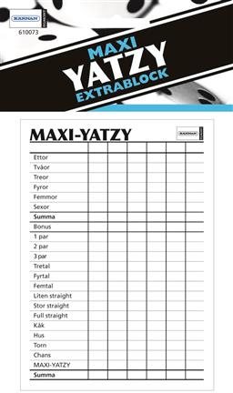 Extrablock till Maxi Yatzy