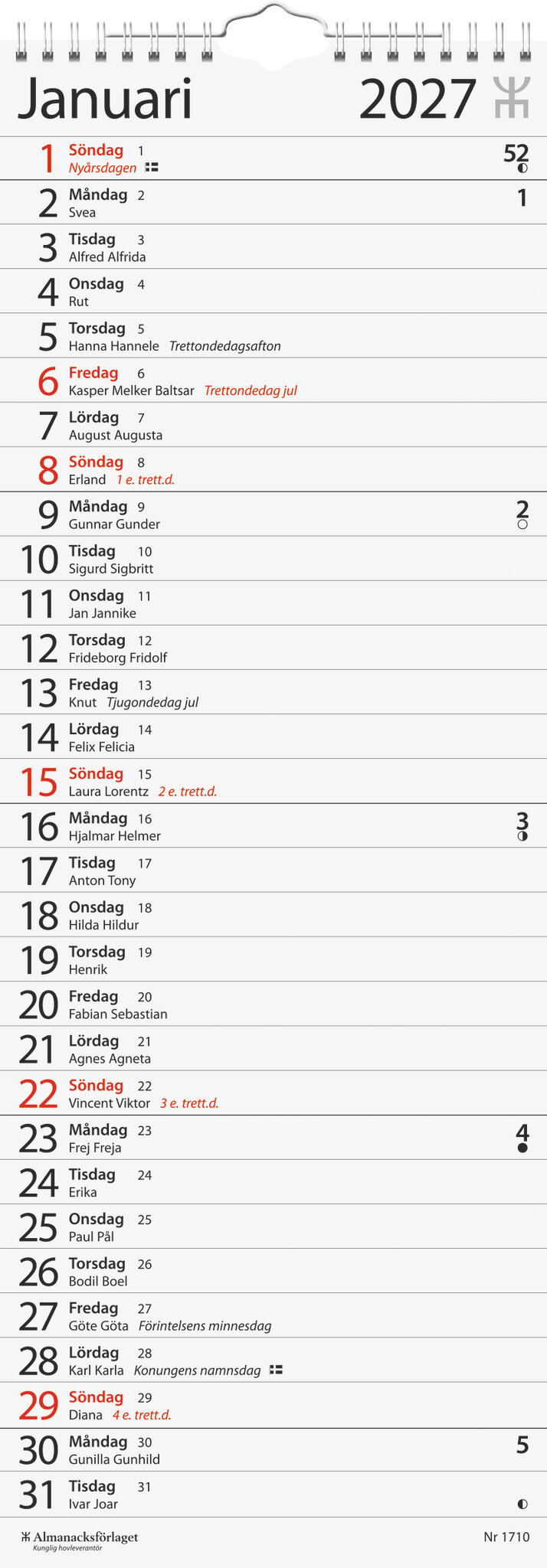 Väggkalender - Stora Väggkalendern FSC