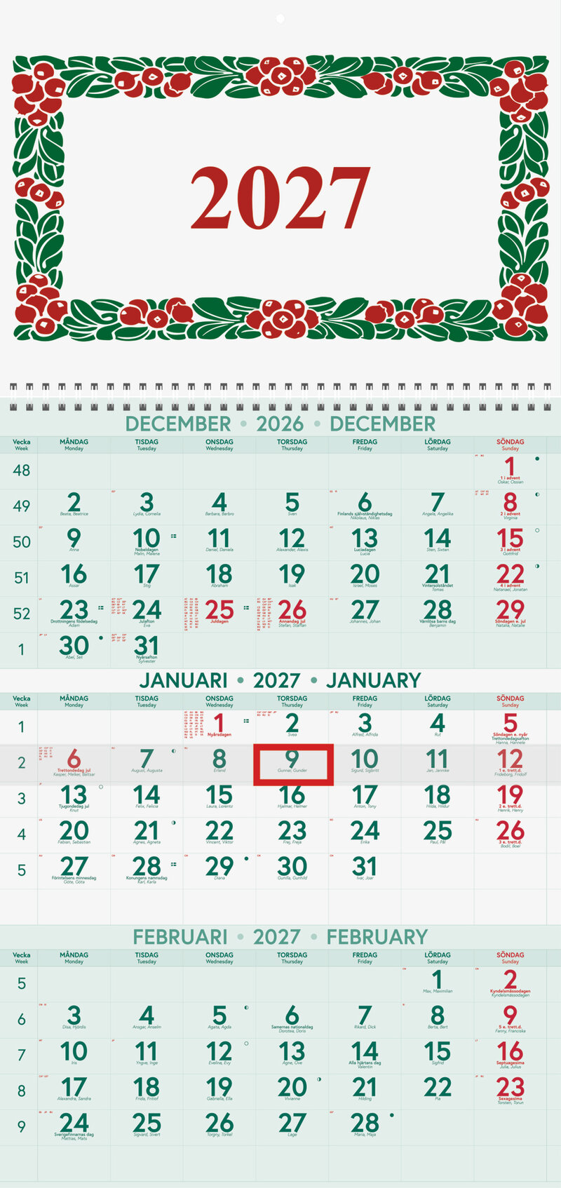 Väggkalender - Lingontriss Vägg