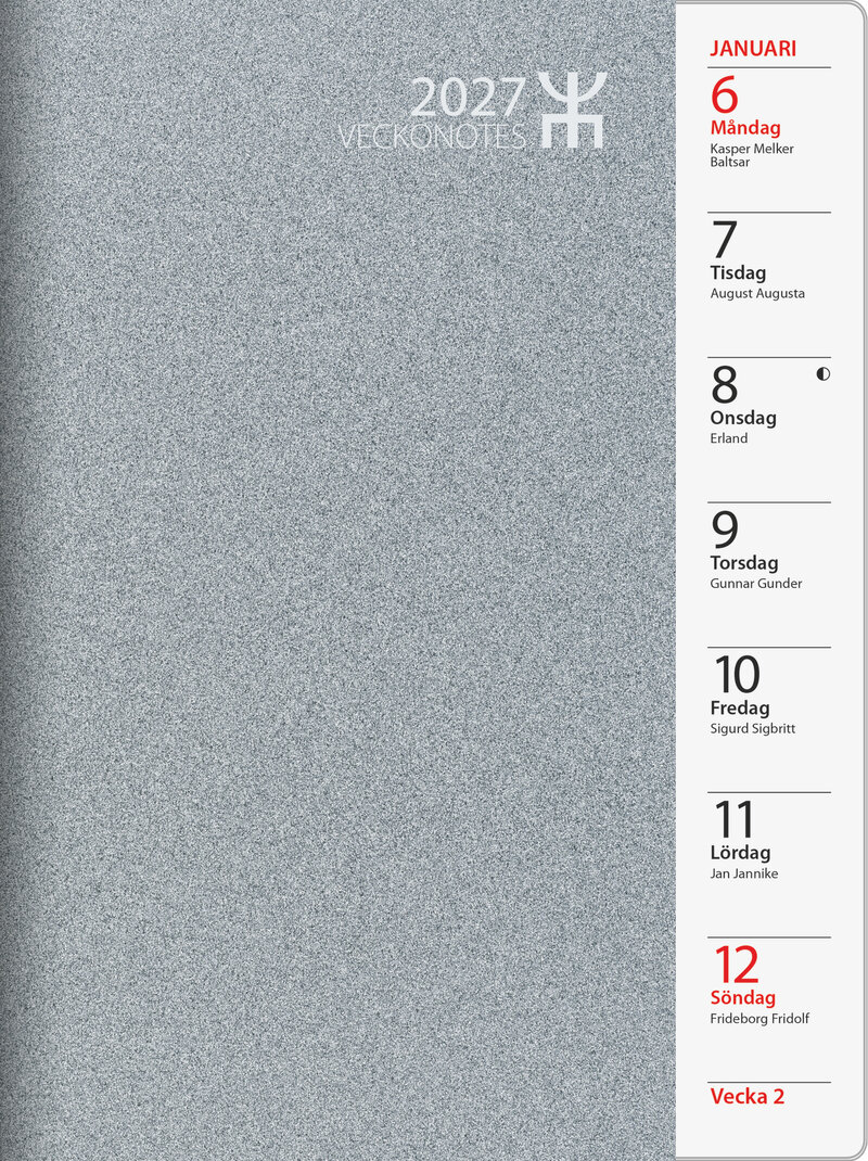 Agenda - Veckonotes Silver Plast FSC