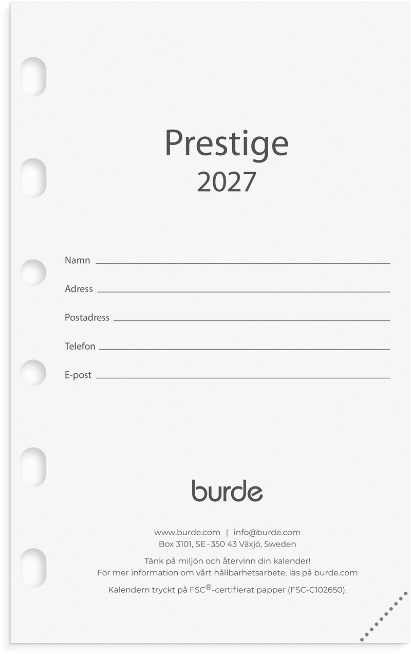 Compact kalendersats Prestige 2027
