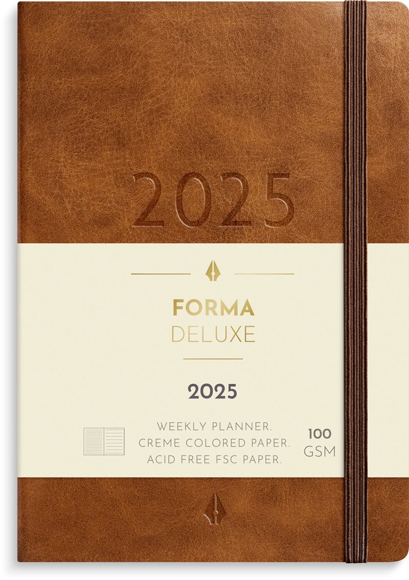 Kalender 2025 Liten Veckokalender Forma Deluxe brun