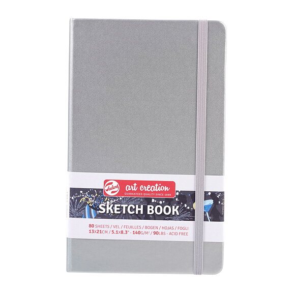 Sketchbook Shiny Silver 13 x 21 cm / Skissblock blank silver 13 x 21 cm