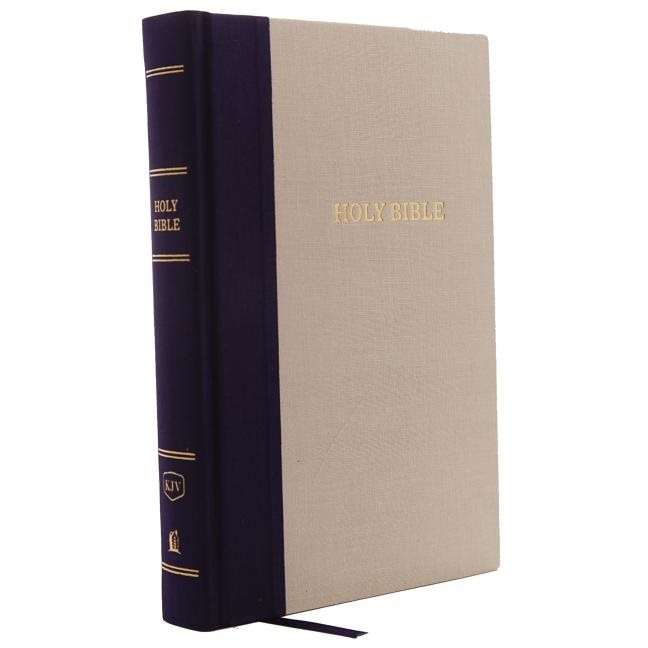 Kjv, reference bible, giant print, cloth over board, blue/tan, red letter e