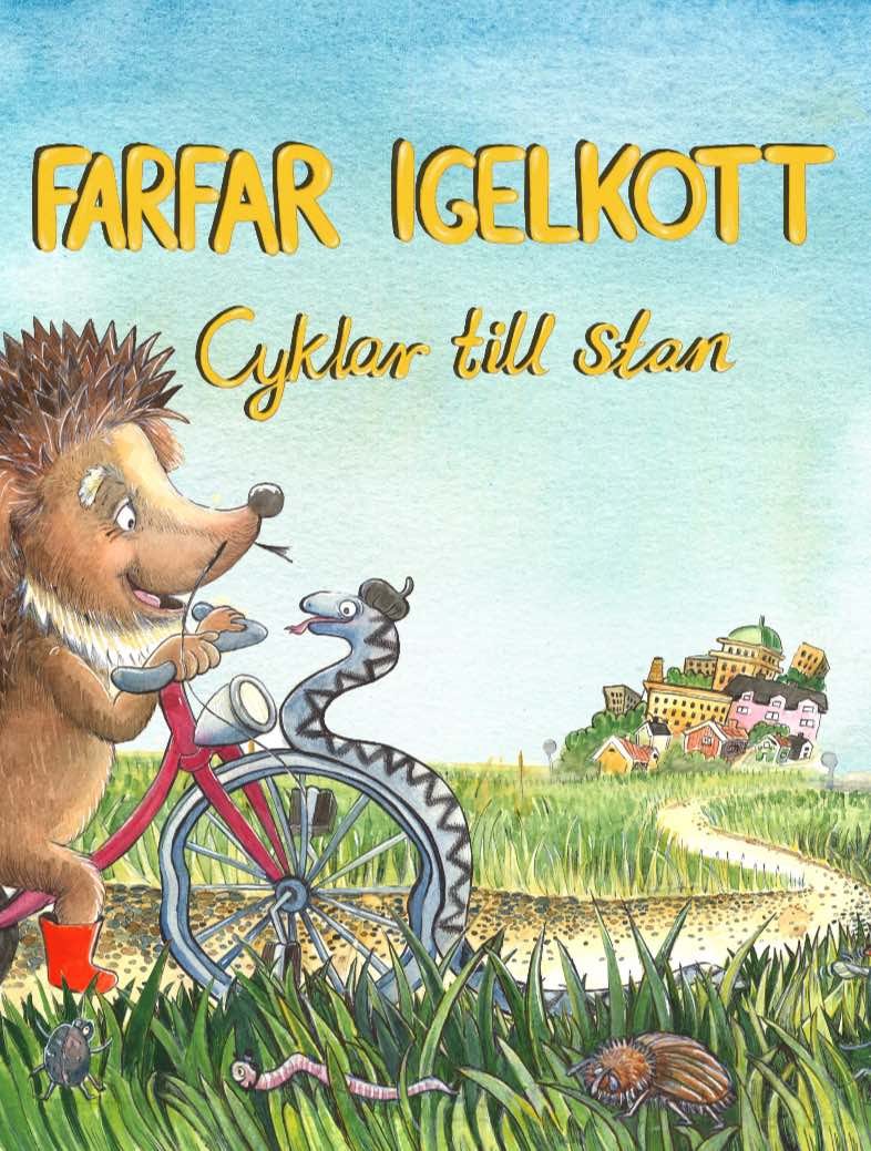 Farfar Igelkott cyklar till stan