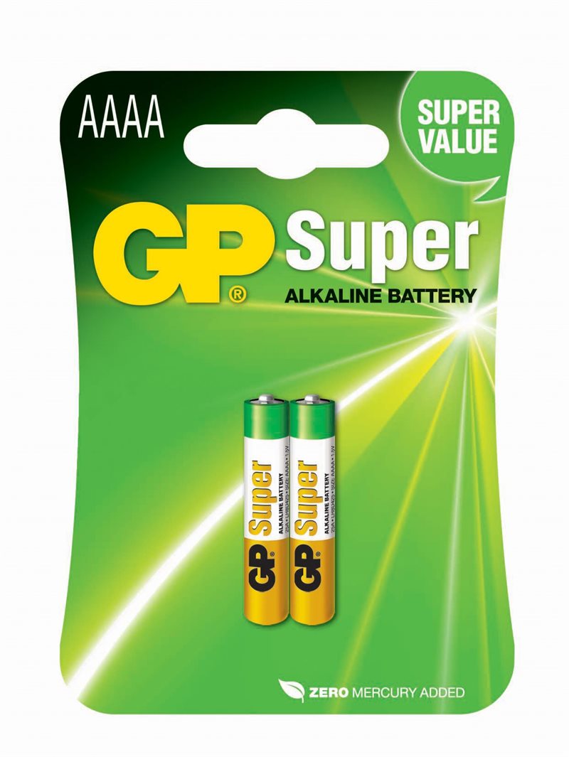 GP Super Alkaline AAAA-batteri, 25A/LR61, 2-pack