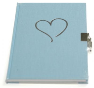 Dagbok med lås Hjärta Ljusblå