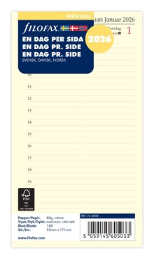 Filofax Personal Refill 2026 Dag/Sida